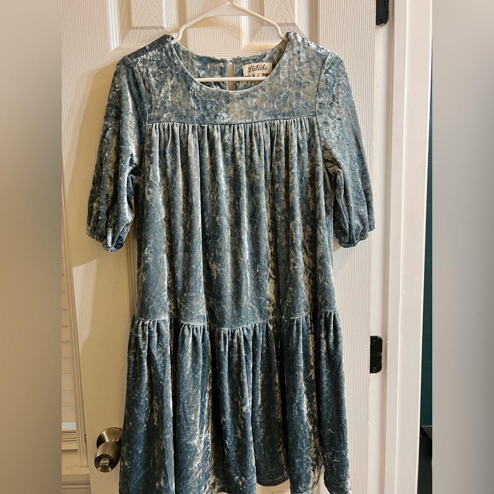 Light Blue Velvet Dress